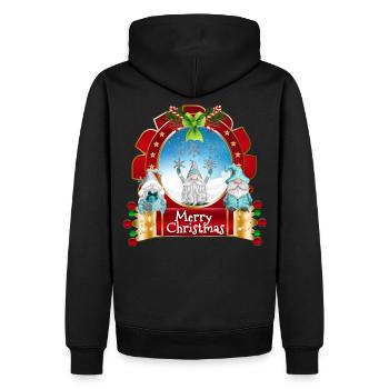 Frohe Weihnachten Gnome Trio Snowframe - Männer Premium Bio Hoodie - Schwarz - Hinten - Nico (187cm)