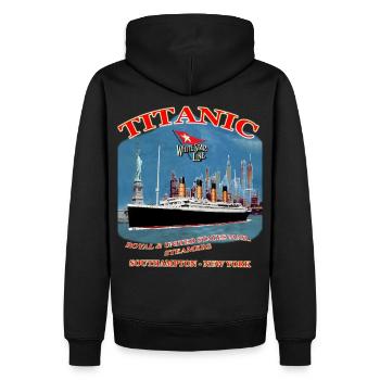 TITANIC Kreation Louis RUNEMBERG © Adagp - Männer Premium Bio Hoodie - Schwarz - Hinten - Nico (187cm)