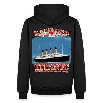TITANIC création Louis RUNEMBERG © Adagp - Sweat à capuche Premium bio Homme - noir - Dos - Nico (187cm)