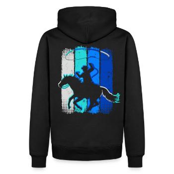 Retro Cowboy - Vintage Rider Western - Sweat à capuche Premium bio Homme - noir - Dos - Nico (187cm)