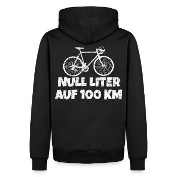 Null Liter auf 100 KM mit Rennrad (Vintage Weiß) - Männer Premium Bio Hoodie - Schwarz - Hinten - Nico (187cm)