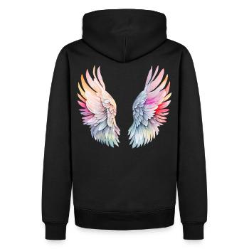 Ailes d'Ange Arc-en-ciel Angelwings - Sweat à capuche Premium bio Homme - noir - Dos - Nico (187cm)