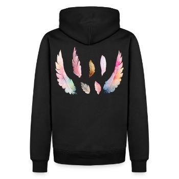 Farbiges Aquarellgefieder - Männer Premium Bio Hoodie - Schwarz - Hinten - Nico (187cm)