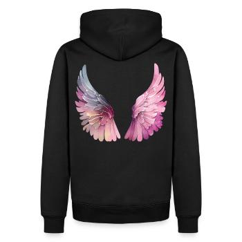 Ailes aquarelle pastel pour femme - Sweat à capuche Premium bio Homme - noir - Dos - Nico (187cm)