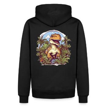 T-Rex Dessin animé Jungle - Sweat à capuche Premium bio Homme - noir - Dos - Nico (187cm)
