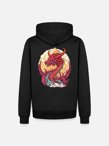 Volcanic Dragon Sunrise - Men’s Premium Organic Hoodie - black