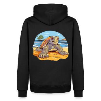 Tortue sur la plage Illustration - Sweat à capuche Premium bio Homme - noir - Dos - Nico (187cm)