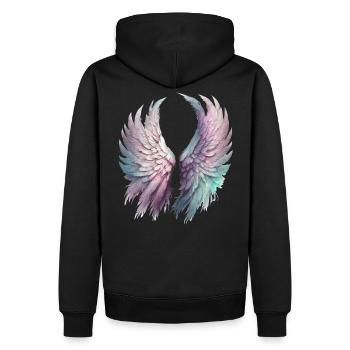 Ethereal Pastel Wings - Men’s Premium Organic Hoodie - black - Back - Nico (187cm)