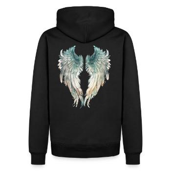 Ailes d'Ange Aquatiques Watercolor - Sweat à capuche Premium bio Homme - noir - Dos - Nico (187cm)