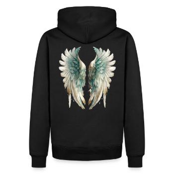 Ailes d'Ange aquarelle pastel - Sweat à capuche Premium bio Homme - noir - Dos - Nico (187cm)