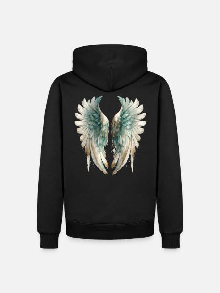 Ailes d'Ange aquarelle pastel - Sweat à capuche Premium bio Homme - noir