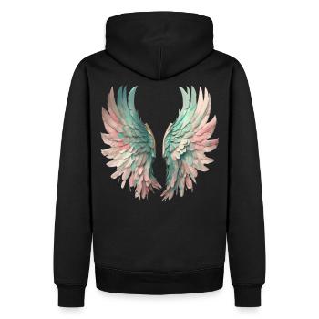 Ethereal Pastel Wings - Men’s Premium Organic Hoodie - black - Back - Nico (187cm)