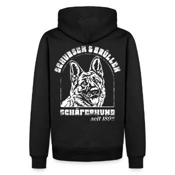 Schubsen und Brüllen Schäferhund - Männer Premium Bio Hoodie - Schwarz - Hinten - Nico (187cm)
