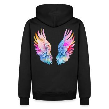 Ailes d’ange arc-en-ciel - Sweat à capuche Premium bio Homme - noir - Dos - Nico (187cm)