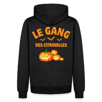 halloween, citrouille, citrouilles - Sweat à capuche Premium bio Homme - noir - Dos - Nico (187cm)