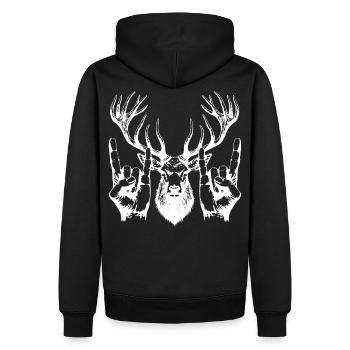 tête en métal fourche signe Cool - Sweat à capuche Premium bio Homme - noir - Dos - Nico (187cm)