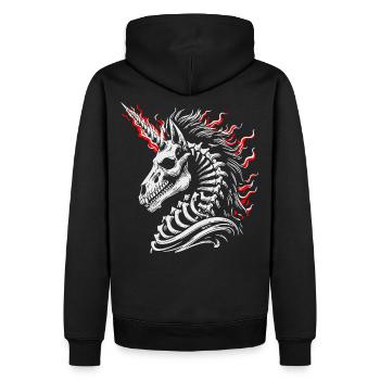 Flammendes Skelettross - Männer Premium Bio Hoodie - Schwarz - Hinten - Nico (187cm)