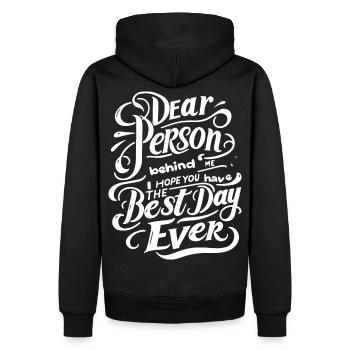 Chère personne derrière moi disant motvation positive - Sweat à capuche Premium bio Homme - noir - Dos - Nico (187cm)