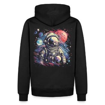 Astronaute cool au look rétro - Sweat à capuche Premium bio Homme - noir - Dos - Nico (187cm)