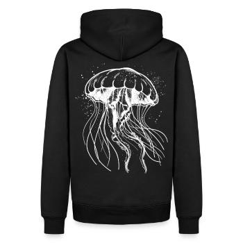Motif Méduse Blanche - Méduse - Sweat à capuche Premium bio Homme - noir - Dos - Nico (187cm)