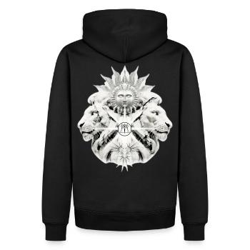 Yvo Tattoo, Lion, Sun, Löwe, Sonne, Tattoo Be You - Männer Premium Bio Hoodie - Schwarz - Hinten - Nico (187cm)