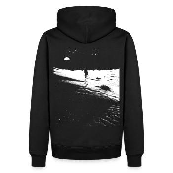 Chemin à travers le désert avec des empreintes de pas - Art monochrome - Sweat à capuche Premium bio Homme - noir - Dos - Nico (187cm)