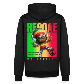 Reggae my therapy Rastaman - Männer Premium Bio Hoodie - Schwarz - Hinten - Nico (187cm)