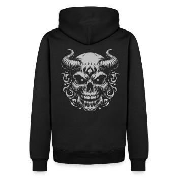 Ornement de crâne en corne démoniaque - Sweat à capuche Premium bio Homme - noir - Dos - Nico (187cm)