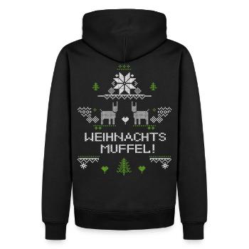 Weihnachtsmuffel, Ugly Christmas - Männer Premium Bio Hoodie - Schwarz - Hinten - Nico (187cm)
