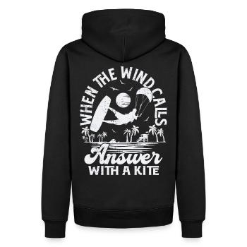 Quand le vent appelle, répondez avec un cerf-volant - Sweat à capuche Premium bio Homme - noir - Dos - Nico (187cm)