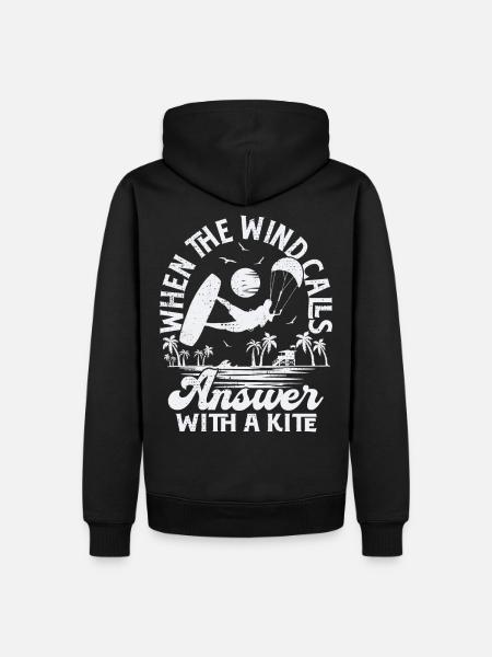 Quand le vent appelle, répondez avec un cerf-volant - Sweat à capuche Premium bio Homme - noir