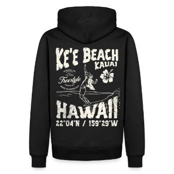 Plage de Hawaii Surf Pêche T-shirt - Sweat à capuche Premium bio Homme - noir - Dos - Nico (187cm)
