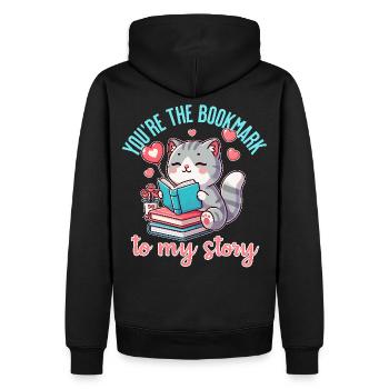 Tu es le marque-page de mon histoire - Sweat à capuche Premium bio Homme - noir - Dos - Nico (187cm)