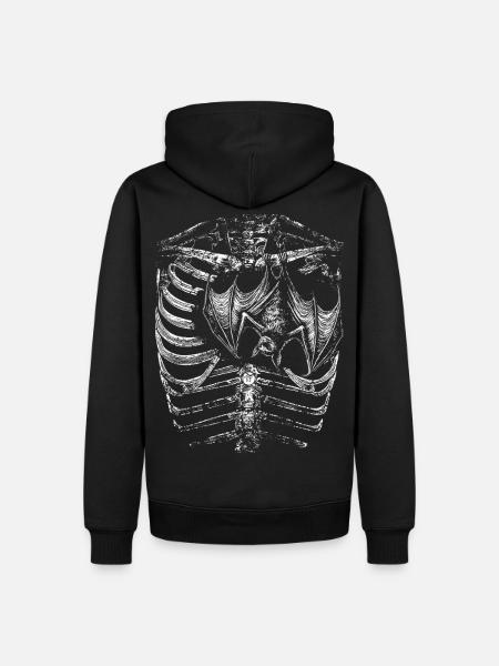 X-Ray Skeleton Body with Bat - Men’s Premium Organic Hoodie - black