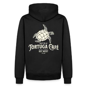Tortuga Kaffee Key West Stil Illustration - Männer Premium Bio Hoodie - Schwarz - Hinten - Nico (187cm)