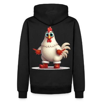 Temperamentvolle Henne mit Stiefeln - Männer Premium Bio Hoodie - Schwarz - Hinten - Nico (187cm)