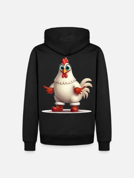Poule fougueuse avec bottes - Sweat à capuche Premium bio Homme - noir