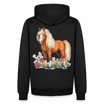 Pferd auf Wiese - Männer Premium Bio Hoodie - Schwarz - Hinten - Nico (187cm)