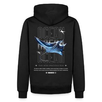Ocean Manta Precious Treasure - Men’s Premium Organic Hoodie - black - Back - Nico (187cm)