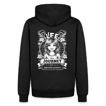 La vie est un voyage, pas une destination | Fille - Sweat à capuche Premium bio Homme - noir - Dos - Nico (187cm)