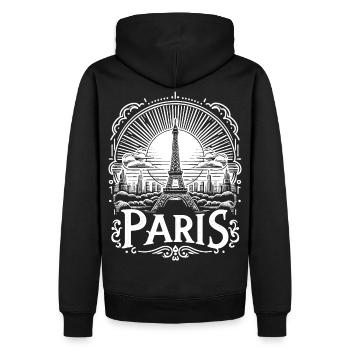 Paris Shirt Design mit Eiffelturm - la tour eiffel - Männer Premium Bio Hoodie - Schwarz - Hinten - Nico (187cm)