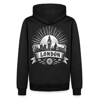 Conception de chemises londoniennes avec Big Ben - Sweat à capuche Premium bio Homme - noir - Dos - Nico (187cm)