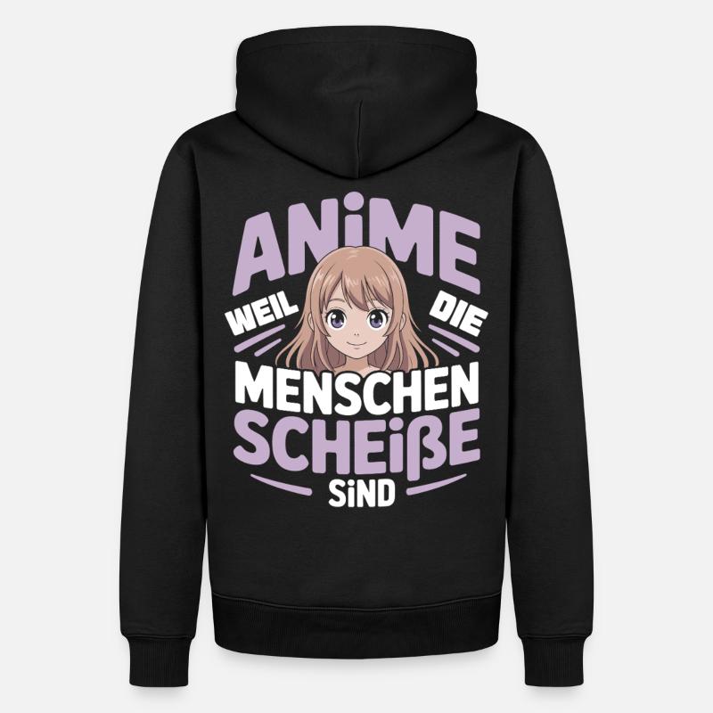Anime-Mädchen mit humorvollem Spruch - Männer Premium Bio Hoodie - Schwarz