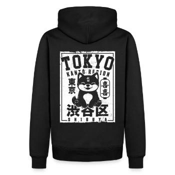 Tokyo Shibuya Japonais Akita Otaku Japon Tokyo - Sweat à capuche Premium bio Homme - noir - Dos - Nico (187cm)
