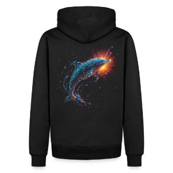 Delfin - Männer Premium Bio Hoodie - Schwarz - Hinten - Nico (187cm)
