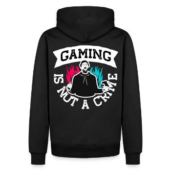 Conception de t-shirt « Le jeu n'est pas un crime » - Sweat à capuche Premium bio Homme - noir - Dos - Nico (187cm)