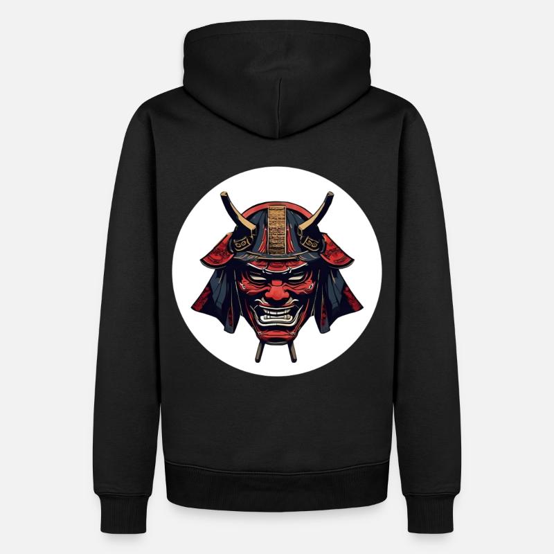 Roter Oni Dämonenhelm - Männer Premium Bio Hoodie - Schwarz