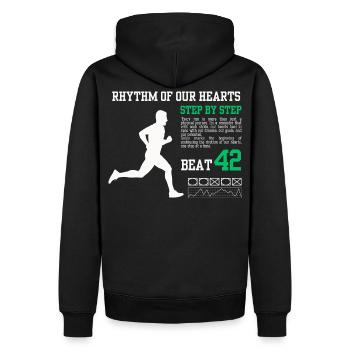 Schritt für Schritt Beat 42 - Männer Premium Bio Hoodie - Schwarz - Hinten - Nico (187cm)