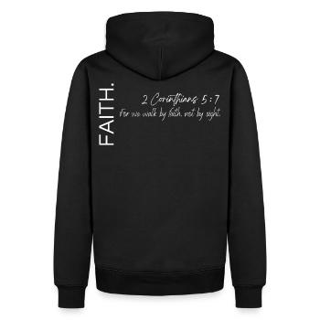 Glaube - 2. Korinther 5,7 Christlicher Plan - Männer Premium Bio Hoodie - Schwarz - Hinten - Nico (187cm)