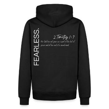 Furchtlos - 2. Timotheus 1:7 Christlicher Plan - Männer Premium Bio Hoodie - Schwarz - Hinten - Nico (187cm)